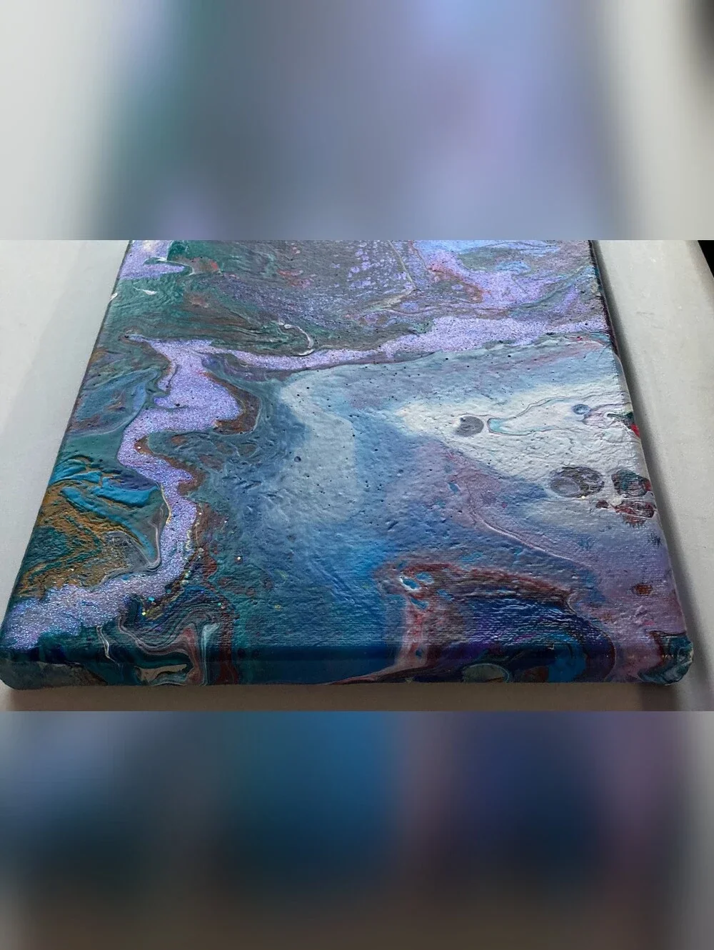 Abstract Fluid Pour Painting Blue Purple Acrylic 8